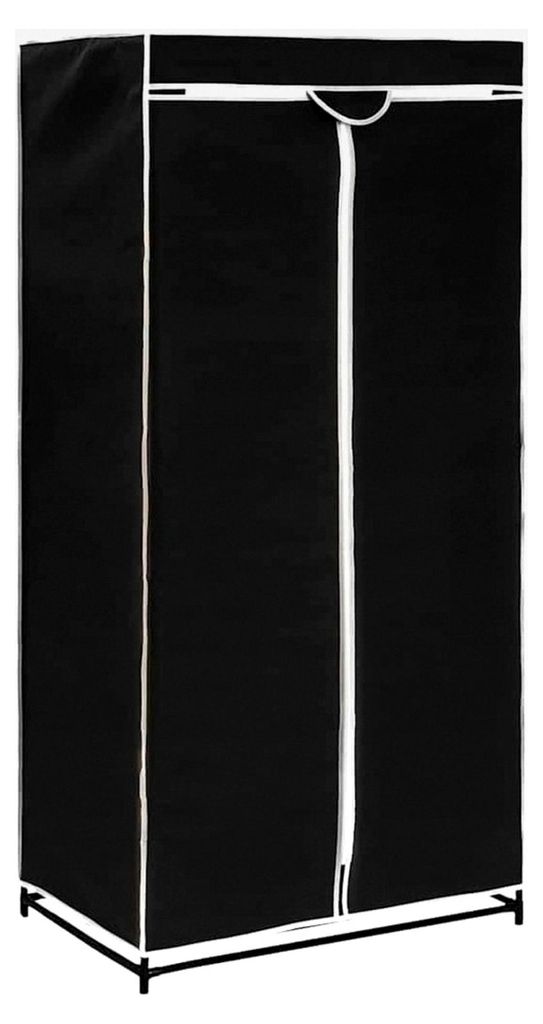 Kleiderschrank aus Stoff, tragbar, Schwarz, 75 x 50 x 160 cm