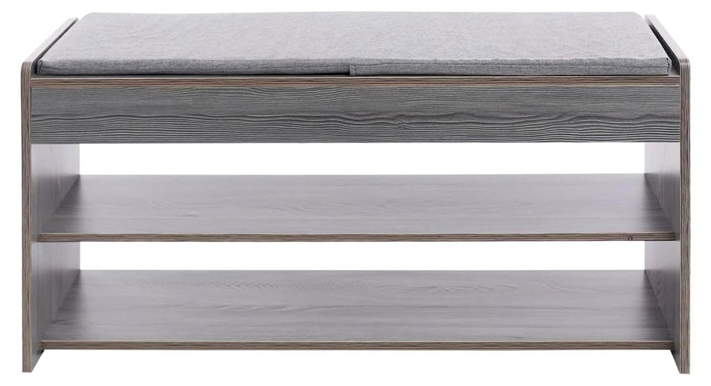 Schuhbank Grau 80 cm für den Eingangsbereich, Sitzbank mit Polster und Ablage, Schuhregal als Bank, Flurmöbel mit Stauraum, Belastbarkeit über 1...