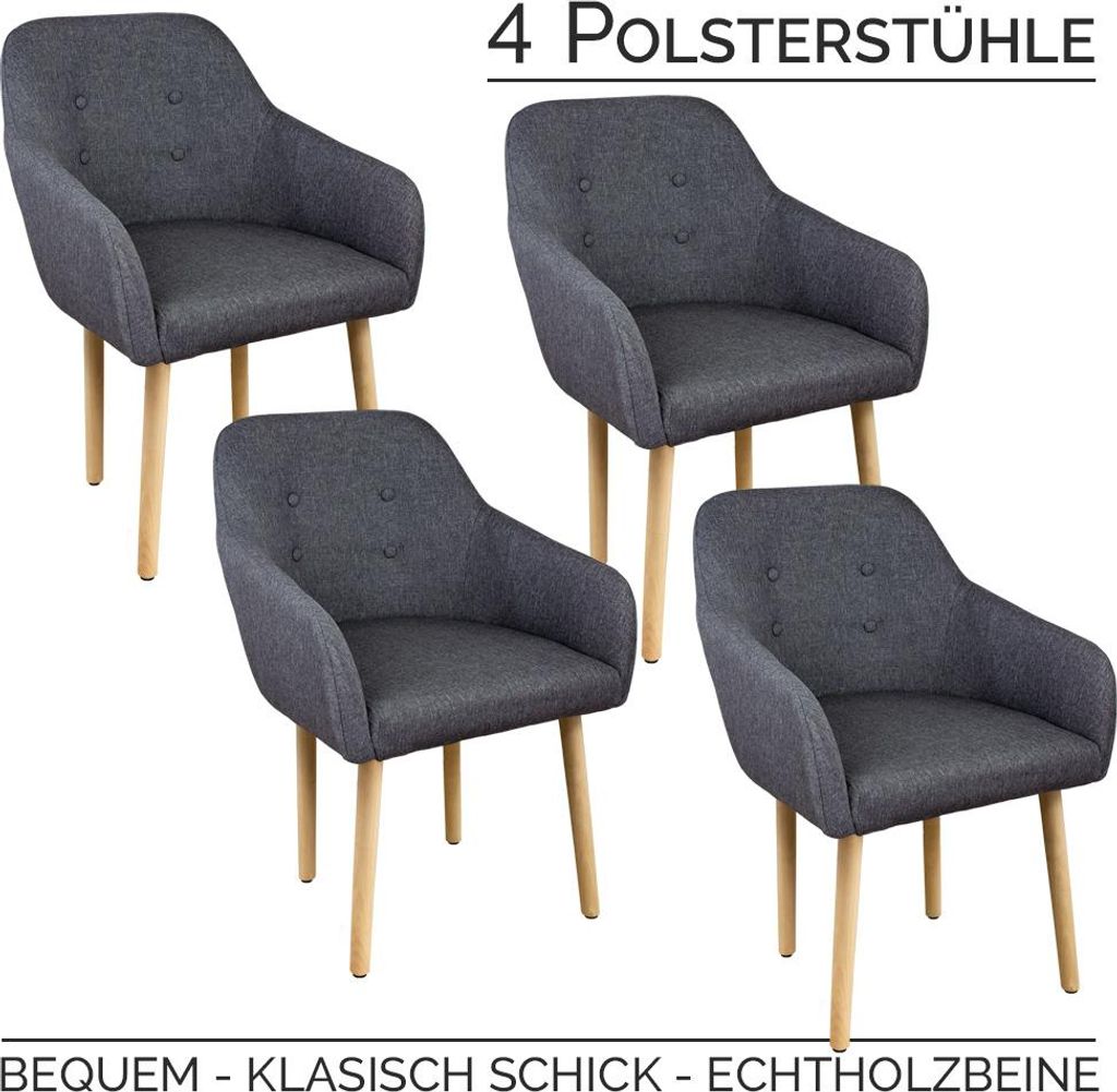 Stühle Esszimmerstühle Armlehnstuhl Polsterstuhl Stoff Sessel mit Armlehne Echtholz Stuhlbeine in 2er, 4er, 6er, 8er Set, in verschiedenen Farben...