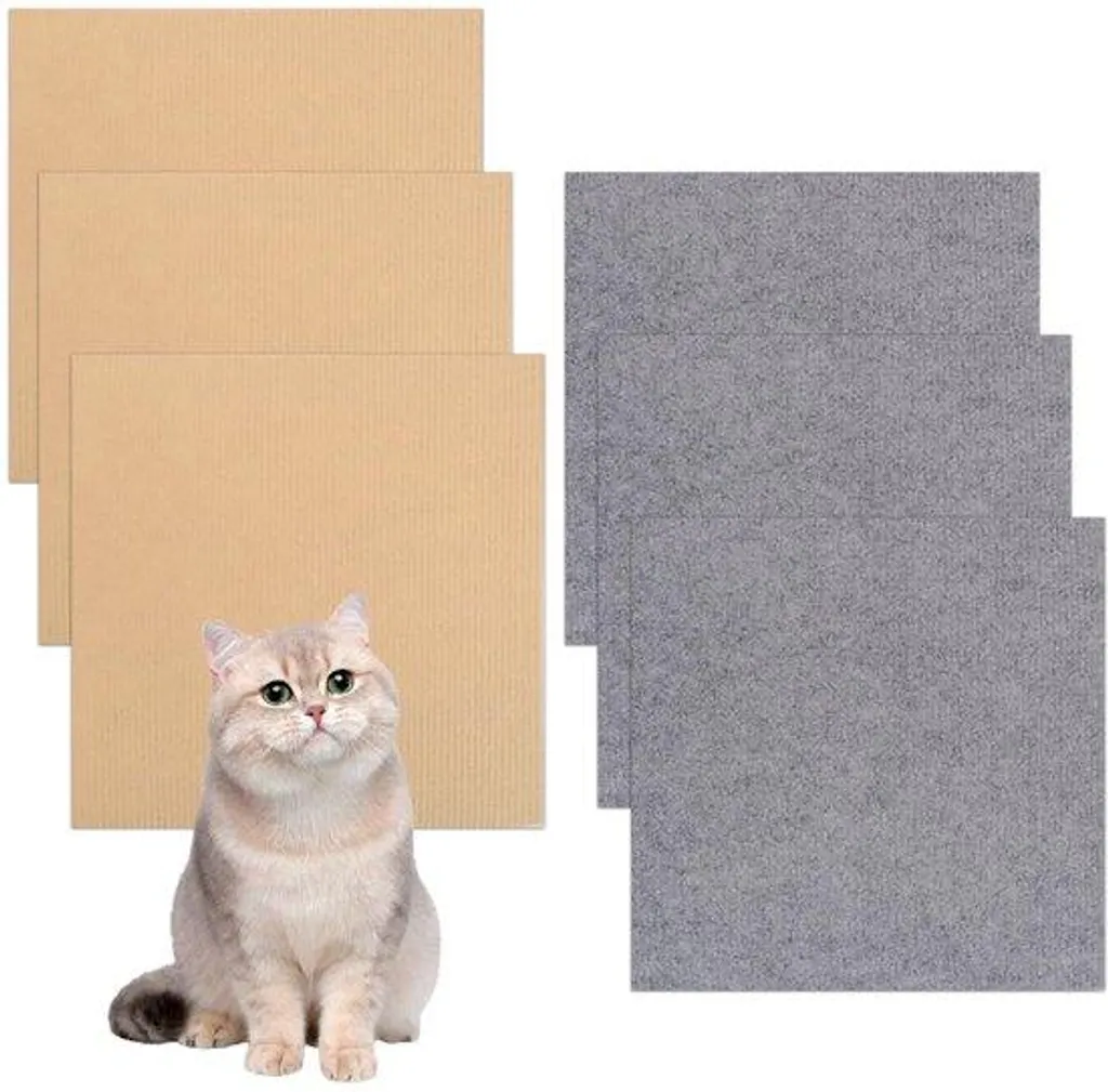 Tapis anti-griffures chat ajustable en lot de 6 dalles gris et kaki