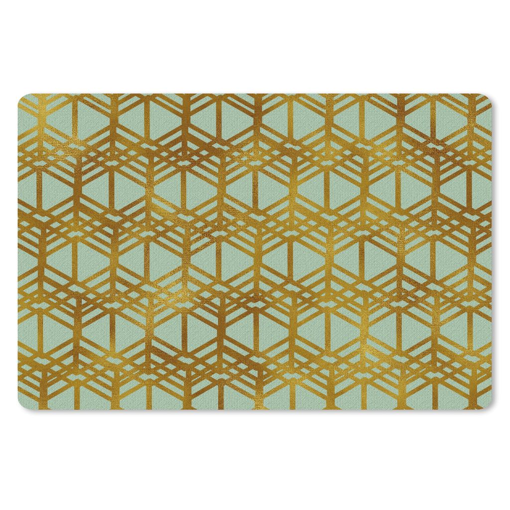 MuchoWow Schreibtischunterlage Muster - Luxus - Gold - Hellgrün 60x40 cm - XXL Mauspad - Großes Mauspad