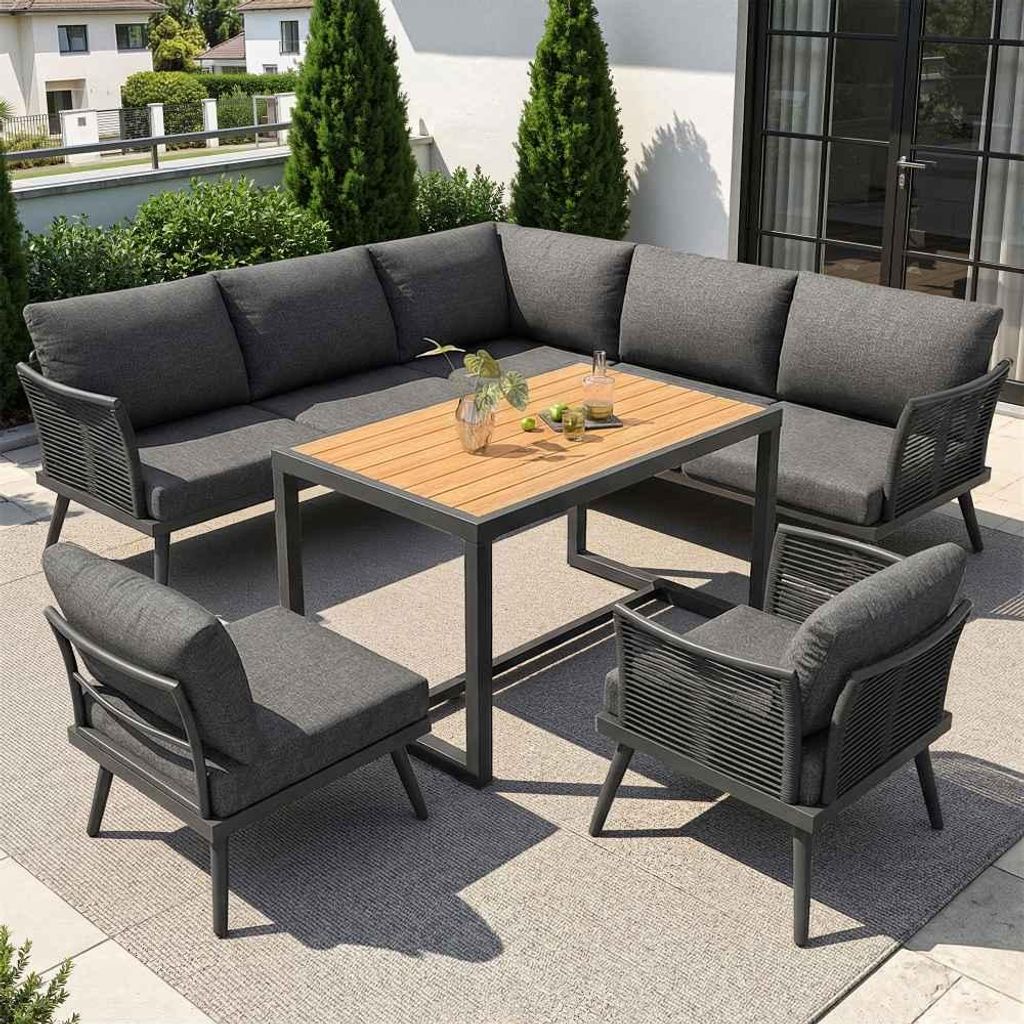 L-förmiges Gartensofa-Set für 7 Personen, mit Produktbild 