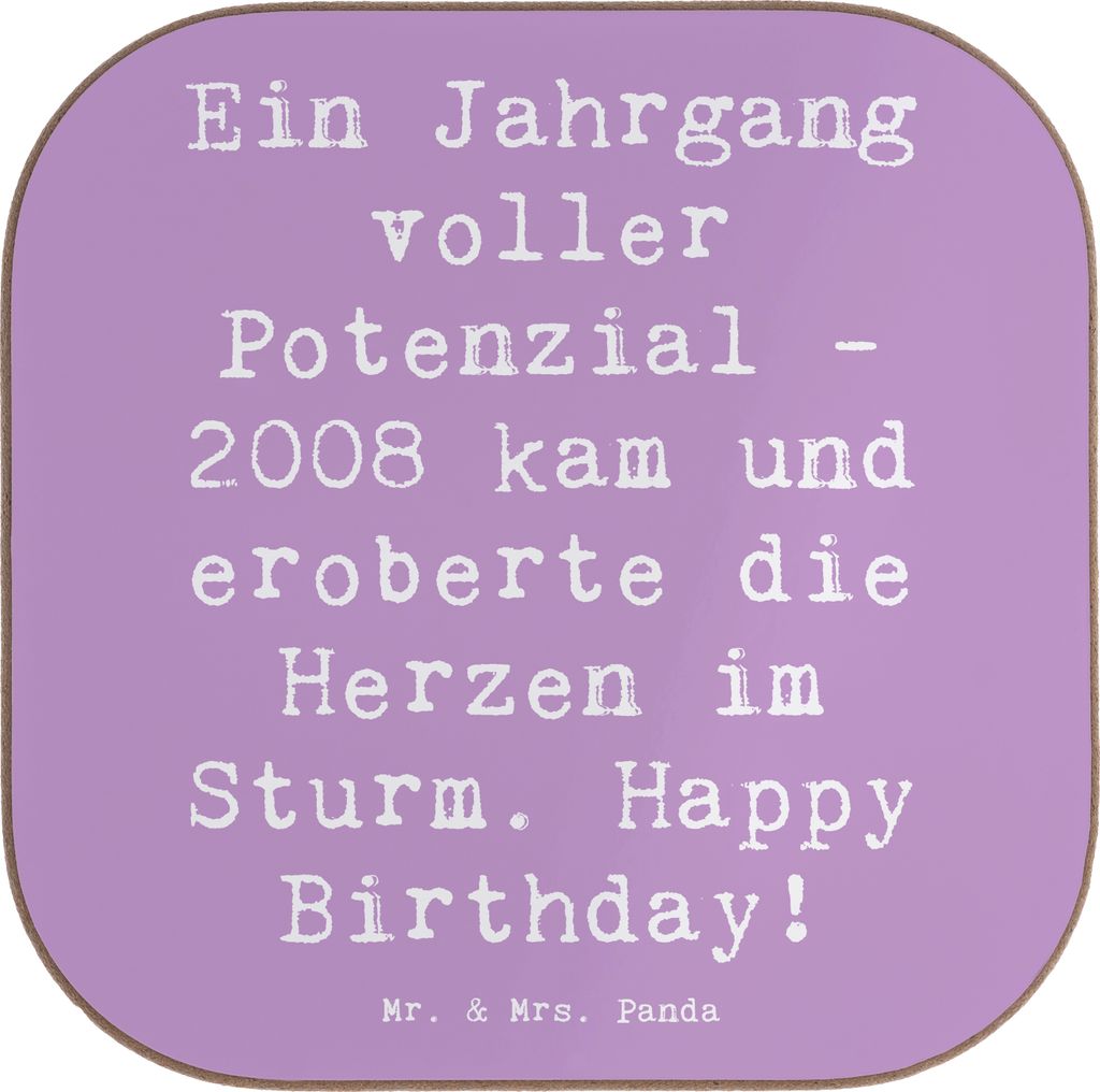 Mr. & Mrs. Panda Getränkeuntersetzer Spruch 2008 Geburtstag - Lavendeltraum - Geschenk, Coaster, Jahrgang, magische Augenblicke, gläseruntersetze...
