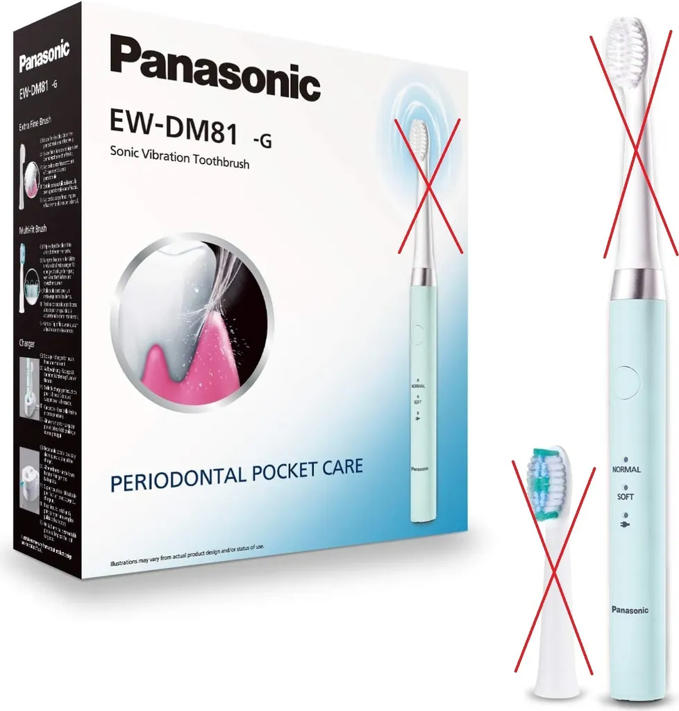 Panasonic | EW-DM81-G503 | Spazzolino elettrico | Senza filo | Per adulti | Numero di testine incluse 2 | Numero di modalità di spazzolamento 2 | Tecnologia sonica | Bianco