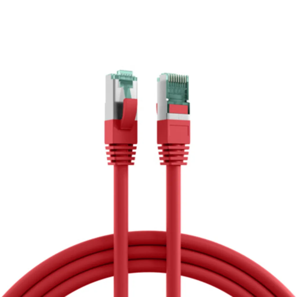 Câble Réseau 25m RJ45 Cat.6A Rouge S/FTP LSZH pour Baie de Brassage et PC