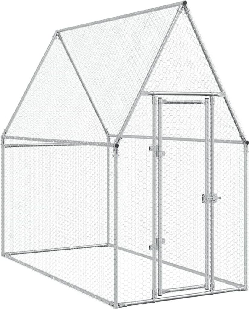 Hühnerkäfig Silbern 200x100x190 cm Verzinkter Stahl