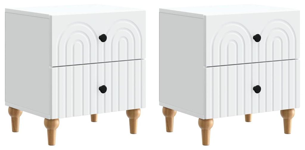 Nachttisch 2 pcs Weiß 43 x 34,5 x 48 cm Holzwerkstoff