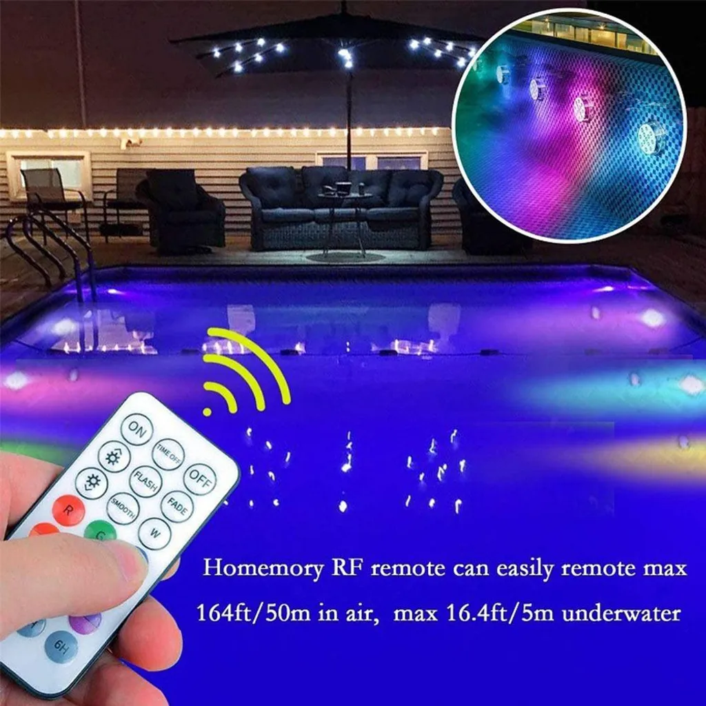 Luci LED Piscina con Ventosa APP e Telecomando - Set 4 Pezzi IP68 - 3