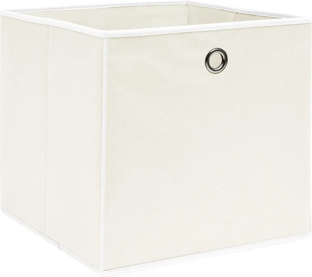 Paniers de rangement cubiques en tissu blanc pour étagère - Lot de 10