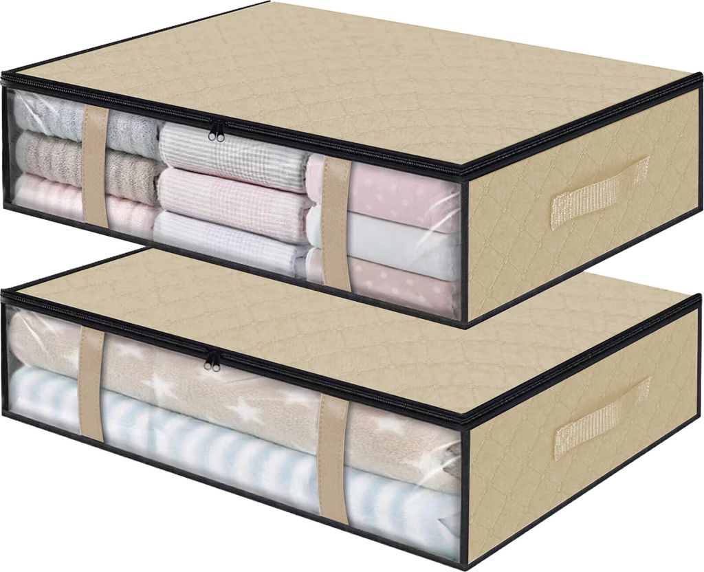 2-teilige Aufbewahrungstasche für Kleidung, großes Fassungsvermögen, Reißverschluss, Sichtfenster, Quilt-Organizer-Tasche unter dem Bett, Aufbe...