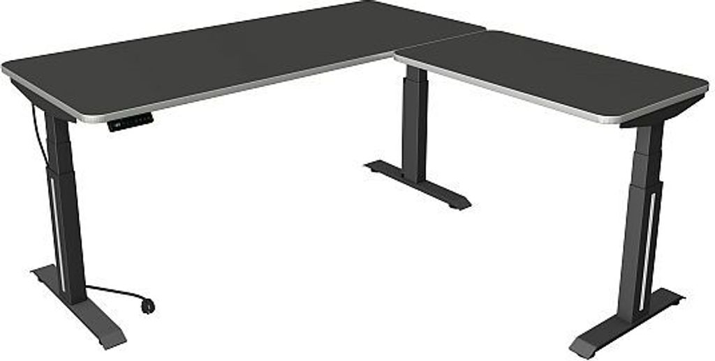 Kerkmann Move Professional anthrazit Sitz-/Stehtisch B 1800 x T 800 mm mit Anbauelement 1000 x 600 mm Anthrazit