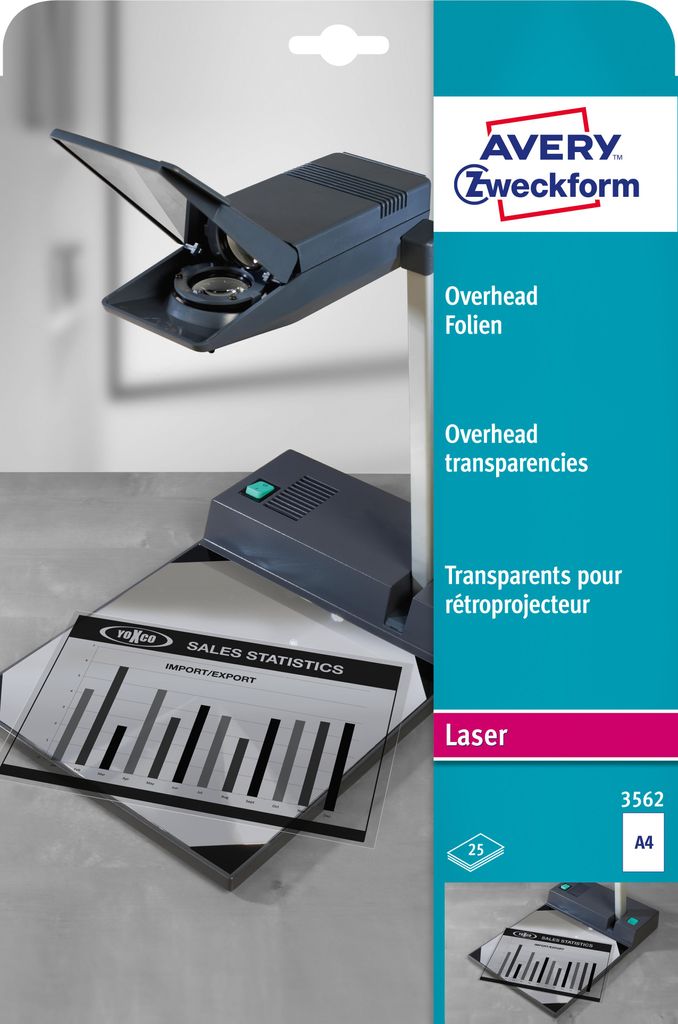 Avery Zweckform 3562, Overhead-Folien, A4, beidseitig Produktbild 