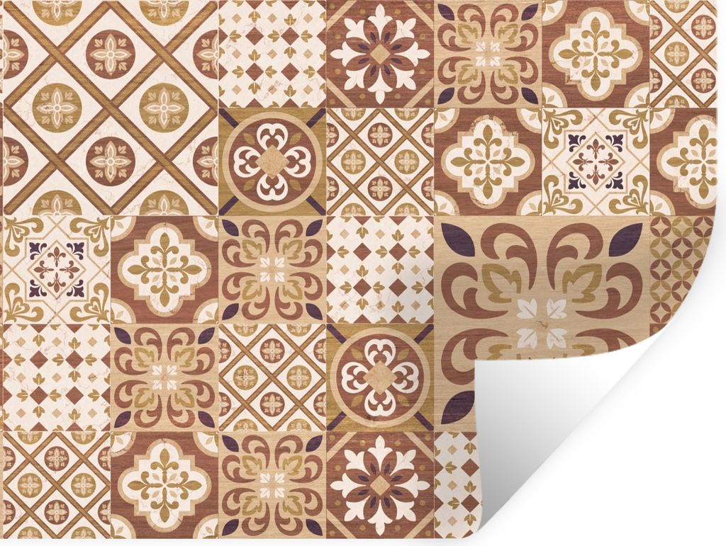 MuchoWow Wandtattoo Wandsticker Wandaufkleber Blumen - Figuren - Vintage - Braun - Design 40x30 cm Selbstklebend und Repositionierbar - Faltenfrei