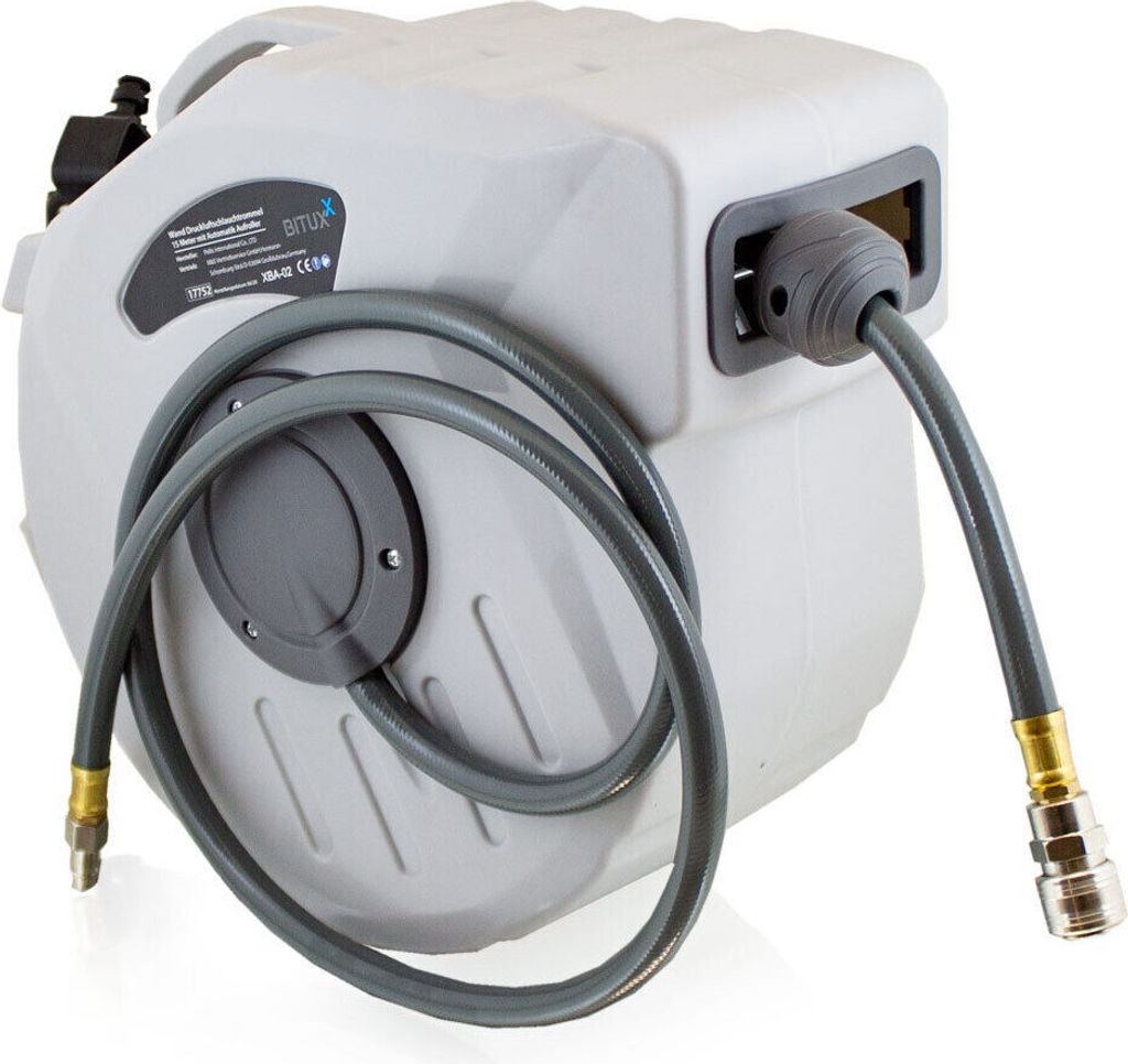 Bituxx 15m Druckluft Schlauchtrommel automatik Druckluft Schlauchaufroller 1/4" Zoll Anschluss Automatik Schlauchaufroller für Wandmontage (15m ...