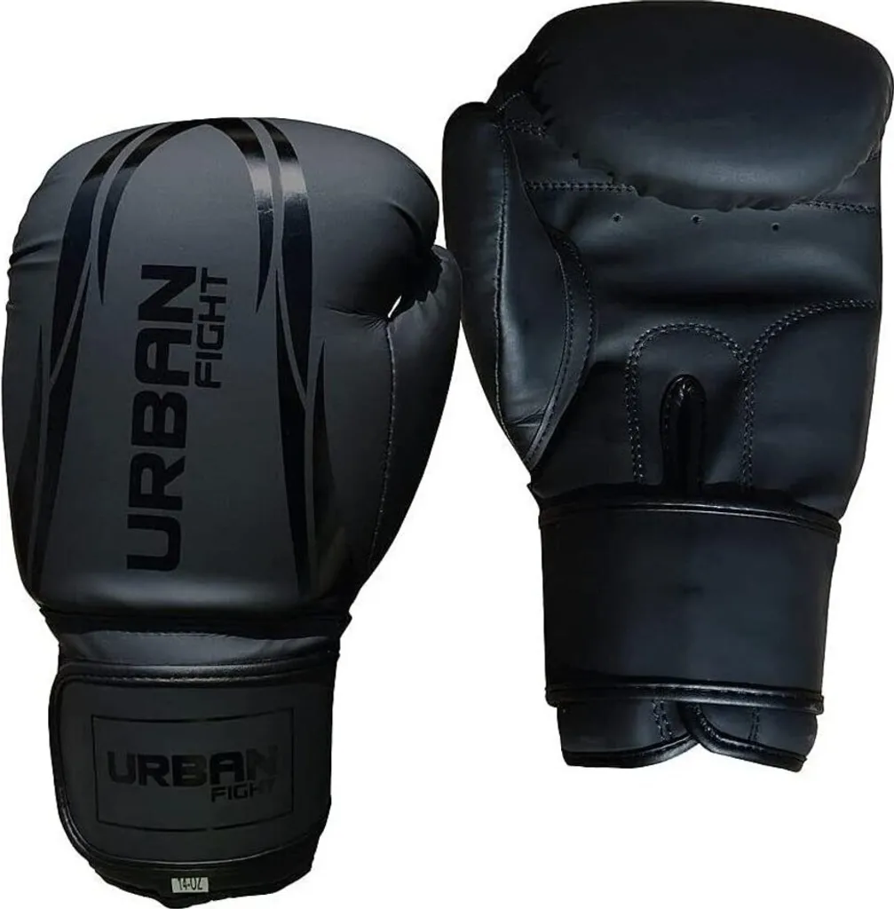 Gants de boxe Urban Fight RD2499 16 oz Noir mat idéals pour l'entraînement