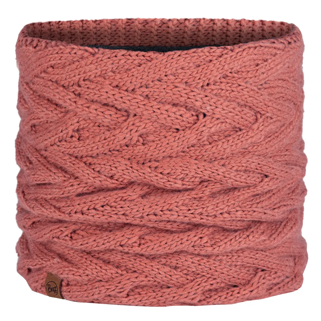 Écharpe tube Buff Caryn en maille tricotée et polaire rouge pour l'hiver
