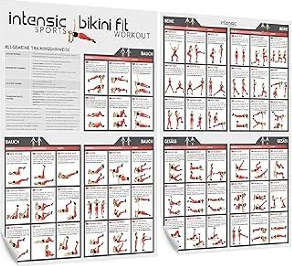 Bauch Beine Po Workout Poster | 60 Fitness-Übungen für Home-training | Muskelaufbau Körpergewicht Homeworkout und Fitness-training zuhause abneh...