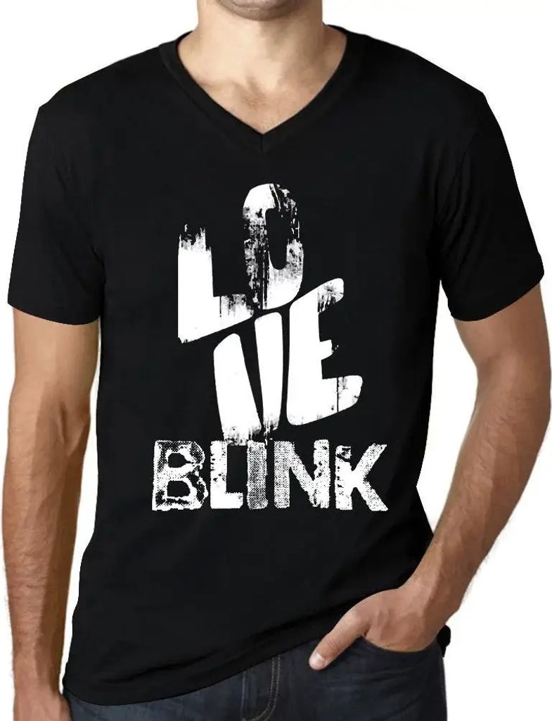 Herren Grafik T-Shirt V-Ausschnitt Liebe blinzeln – Love Blink – Öko-Verantwortlich Vintage Jahrgang Kurzarm Lustige Druck Geburtstag Geschenk...