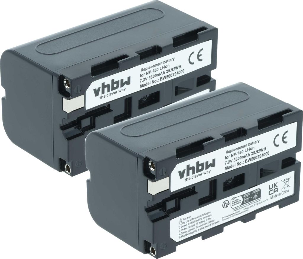 vhbw 2x Akku kompatibel mit Blaupunkt F9, CC-R900H, ERC884 Videokamera Camcorder (3600 mAh, 7,2 V, Li-Ion)