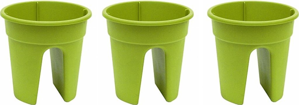 KHW Blumenkasten Flowerclip aus hochwertigem Kunststoff - 3er Set; stabil, UV-/wetterbeständig. Maße 27 cm x 27 cm x H 27,5 cm; Farbe: Grün.
