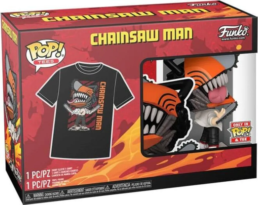 Funko Pop! Chainsaw Man Figurine Vinyl Leaping POP & Tee Pack Spécial