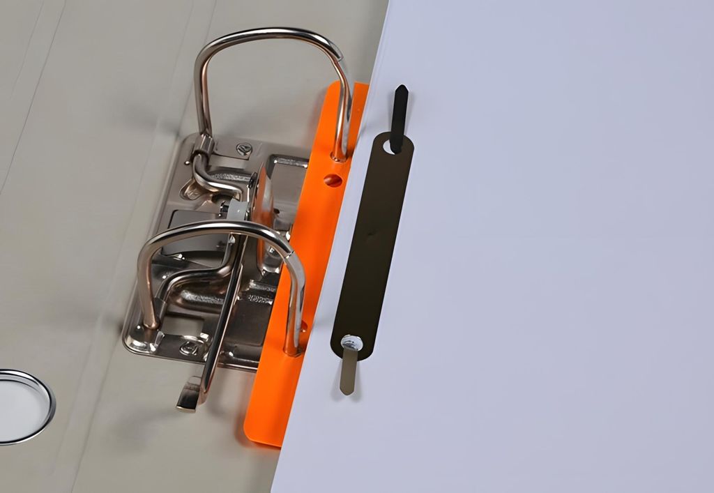 Büroring Heftstreifen kurz, Kunststoff, orange, Metalldeckleiste, 25 Stück