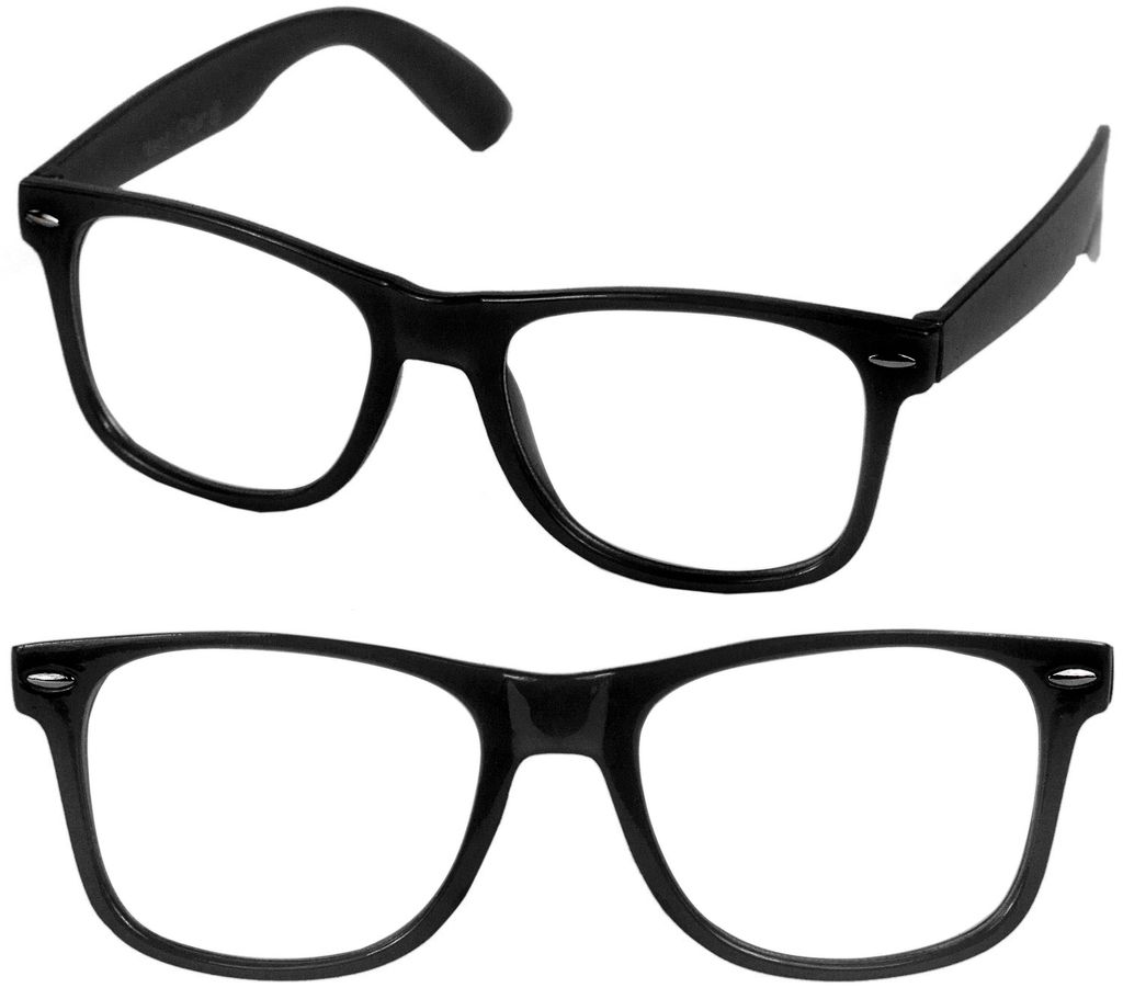 Nerd Brille Nerdbrille ohne Stärke Hornbrille Retro Klar Männer Frauen schwarz 