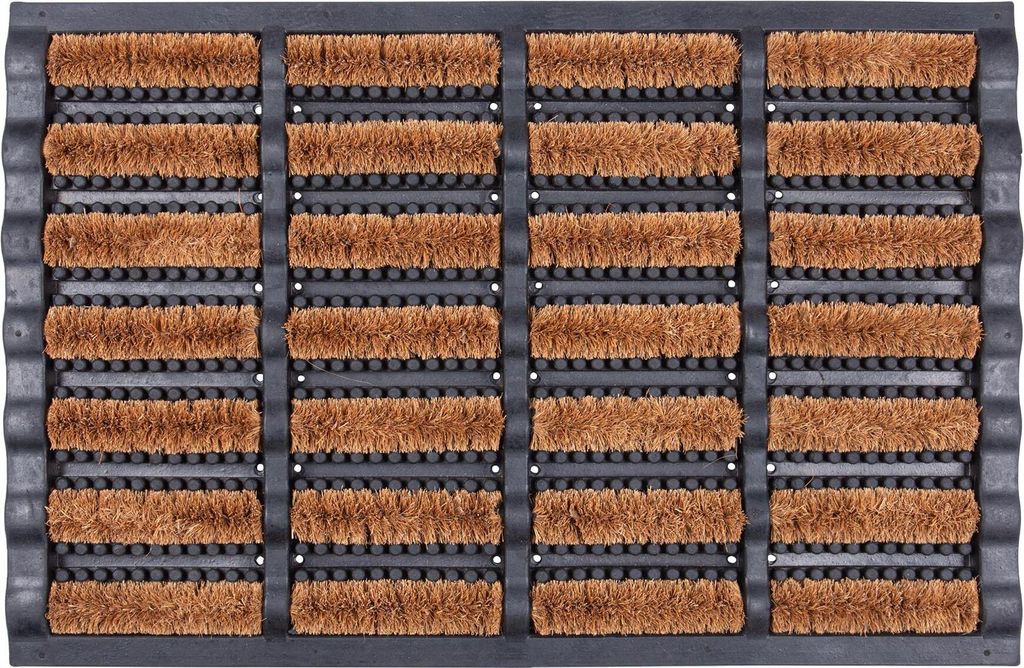 1x 60cm x 40cm Schwerlast Gummi Kokosfaser Schaber-Fußmatte - Draussen Rutschfest Küche Eingang Boden Willkommen Fußabtreter - Von Nicola Spring