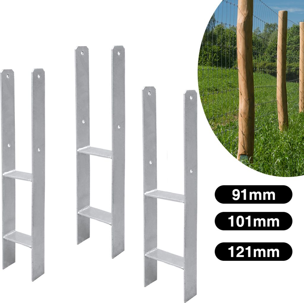 2X H-Anker Pfostenträger Pergolen Verzinkter Carport Pfostenanker 91/101/121MM 