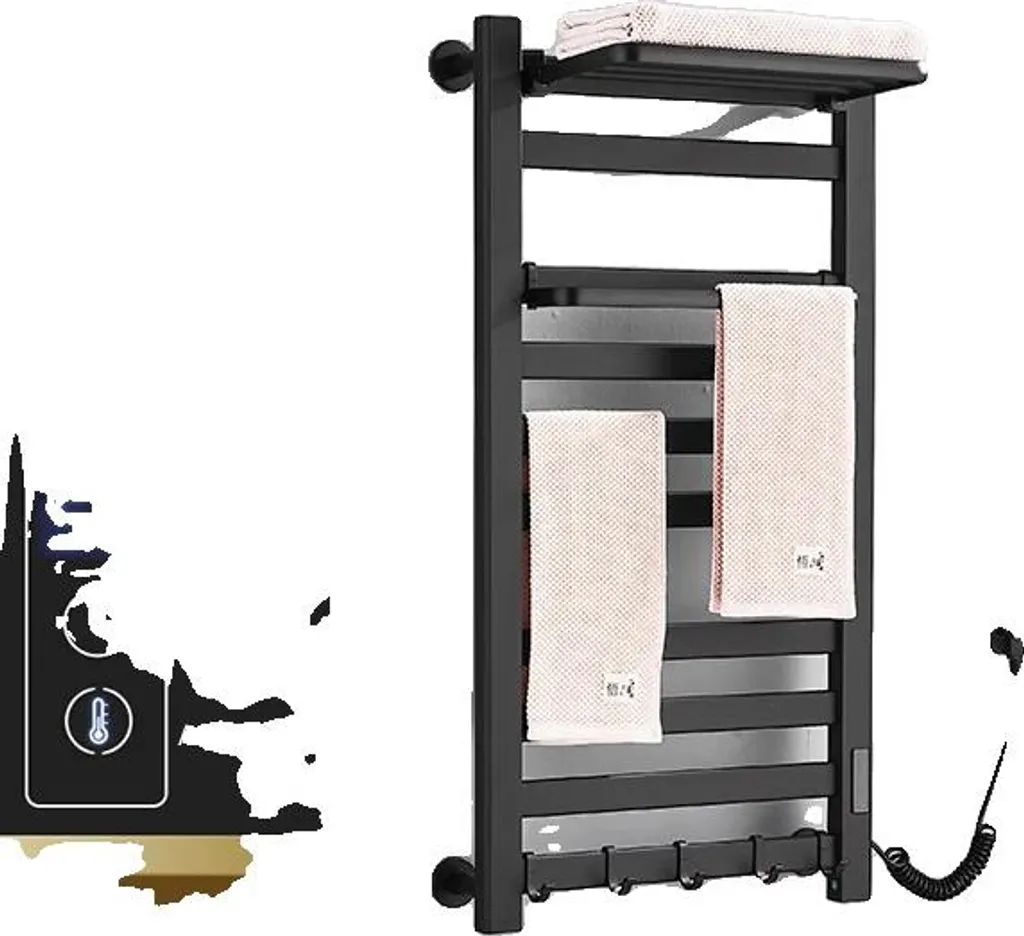 Chauffe-serviettes électrique mural en aluminium poli noir - Modèle TH-40