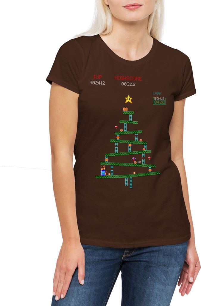 Urban Backwoods Kong Christmas Tree, Damen T-Shirt, Farbe: Braun, Größe: L