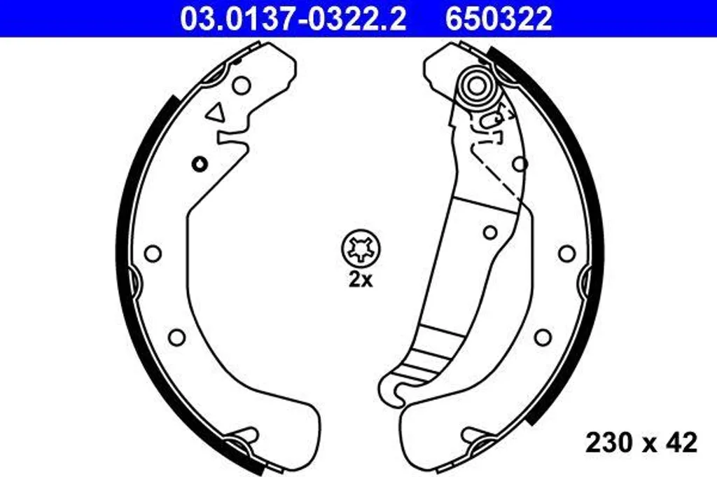 Jeu de mâchoires de frein ATE 03.0137-0322.2 pour Astra G et Zafira A