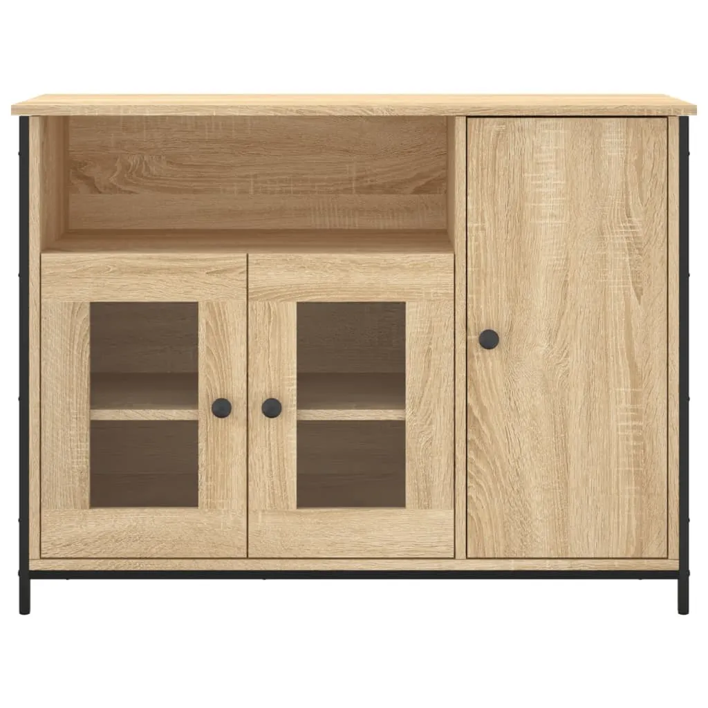 Credenza Multiuso 100cm Rovere Sonoma - Robusta e Capiente - 7
