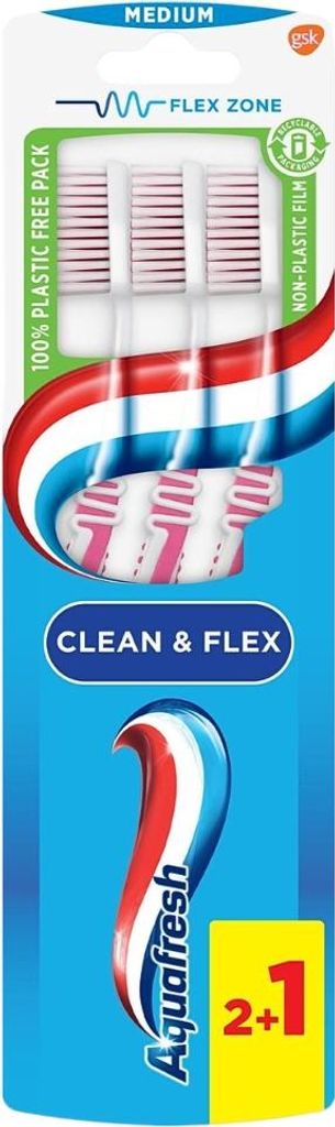 Aquafresh Zahnbürste Clean & Flex Medium 3 Stück - 1 Stück