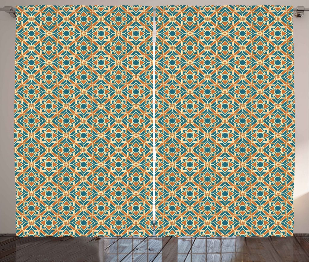 ABAKUHAUS Blume Rustikaler Vorhang, Konzeptpflanzen asiatisch, Wohnzimmer Universalband Gardinen mit Schlaufen und Haken, 280 x 225 cm, Benzinblau ...