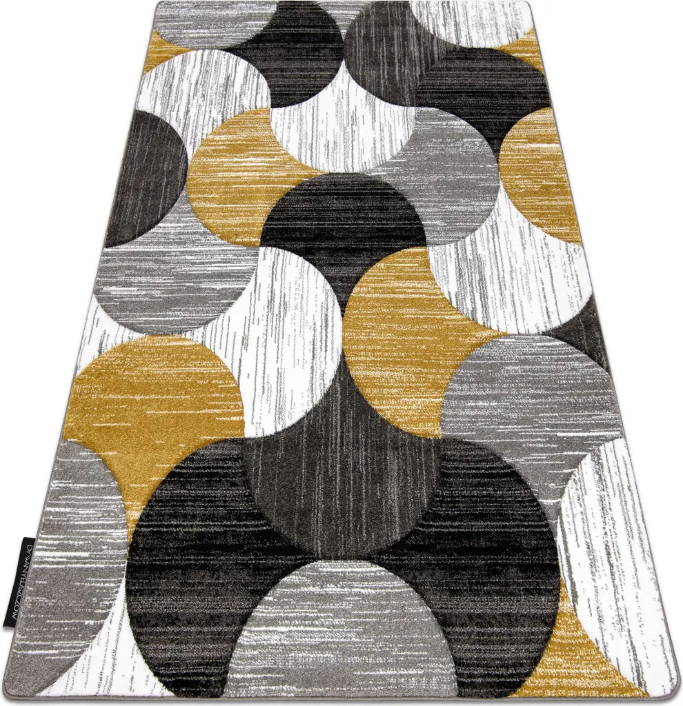 Tapis ALTER Geo motif coquillages or jaune 80x150 cm texture soyeuse