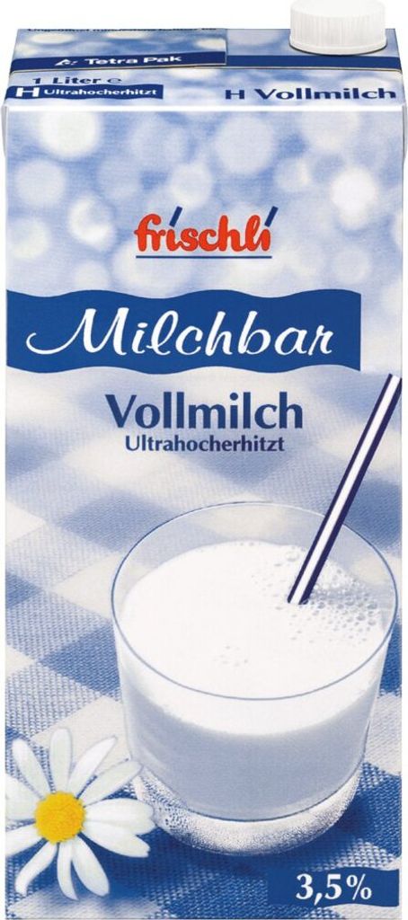 frischli H-Vollmilch 3,5% Fett, 12 x 1 Liter Tetra Pak mit Schraubverschluss