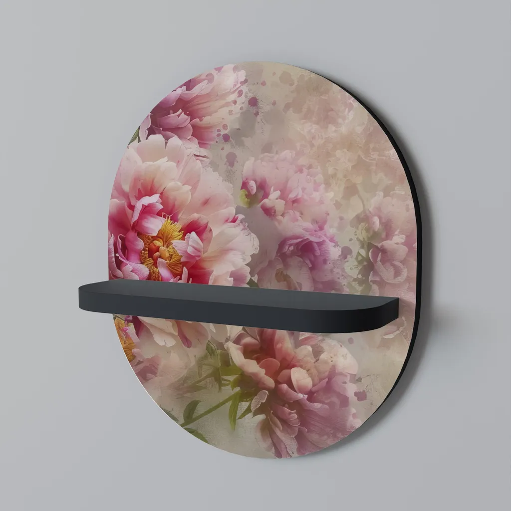 PEONY WHISPER Étagère Ovale Noire en Métal Design Minimaliste 60cm