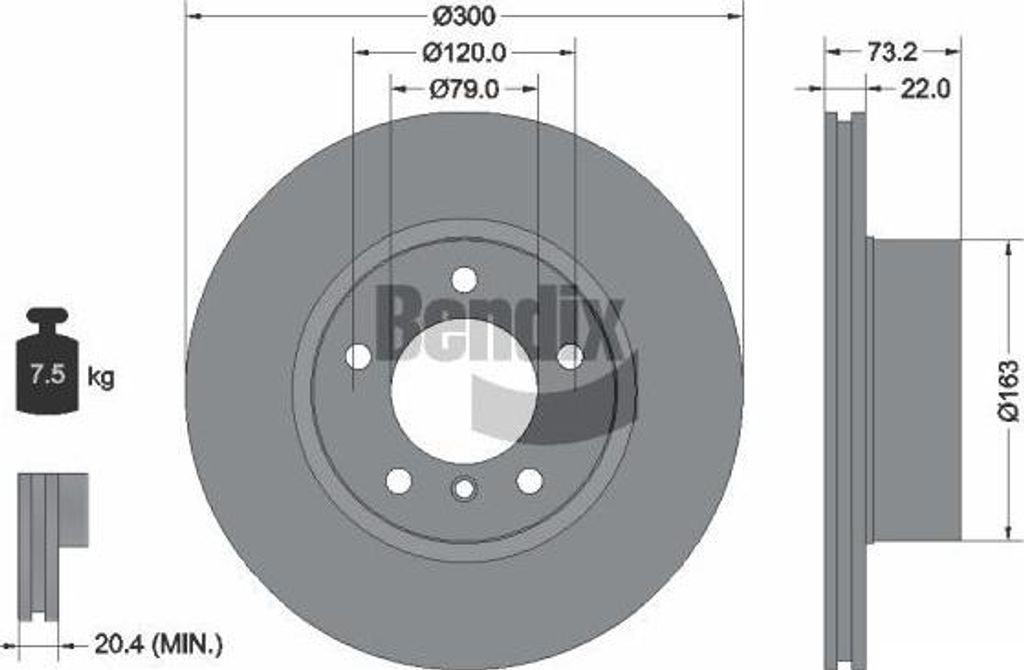 BENDIX Braking BDS1262HC Bremsscheibe OE 34116792217 kompatibel mit 1er F20, 1er F21, 3er F30, 3er F34, 3er F31, 4er F33, 4er F32, 4er F36