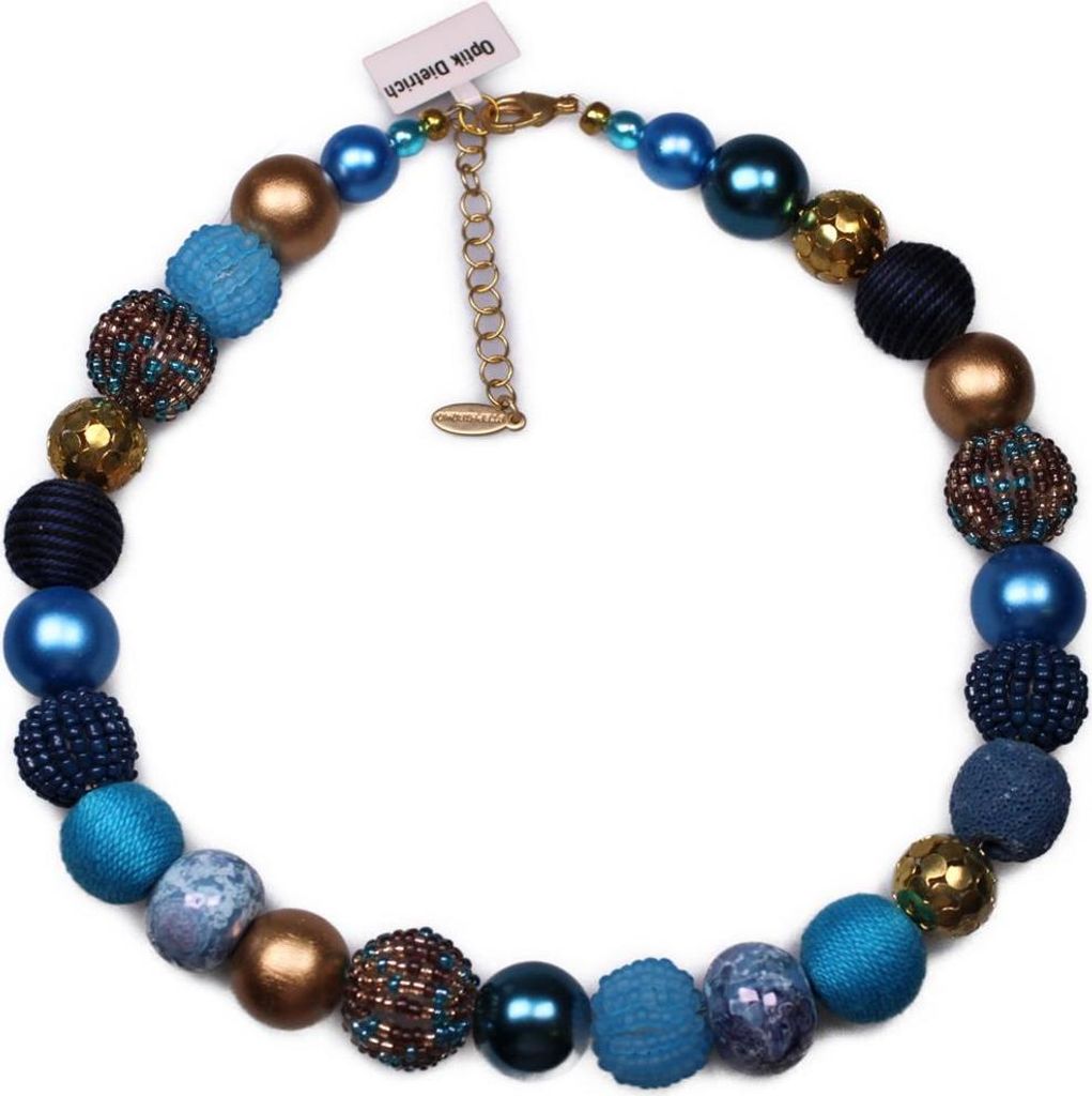 Stephisimo New Bollywood Damen Kette Blau-Gold