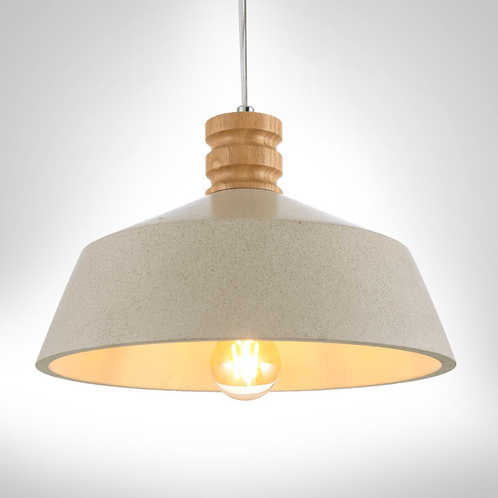 Pendelleuchte, E27, Lampe Für Wohnzimmer Esszimmer Küche, Höhenverstellbar Farbe Beton-Sandstein-Weiß