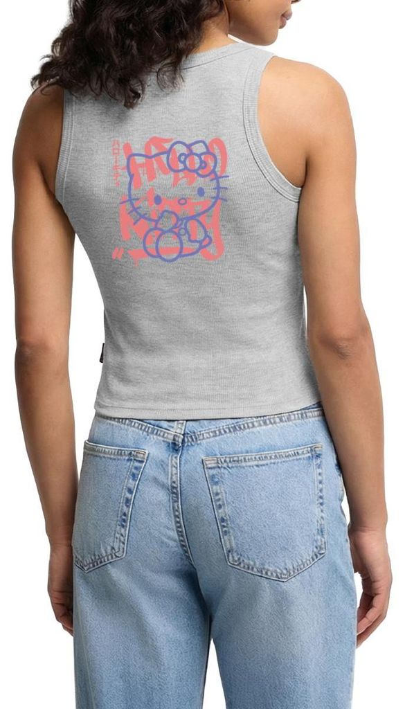Spreadshirt Hello Kitty Mit Schriftzug Graffiti Stil Cropped Frauen Organic Tank Top, L, Grau meliert