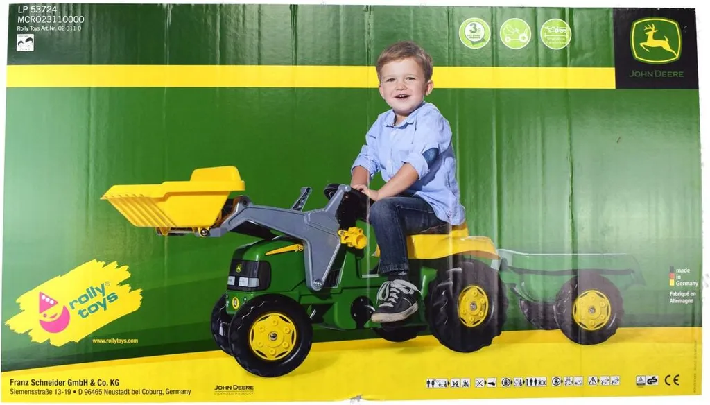 Jouet d'extérieur tracteur John Deere Rolly Toys avec sa remorque