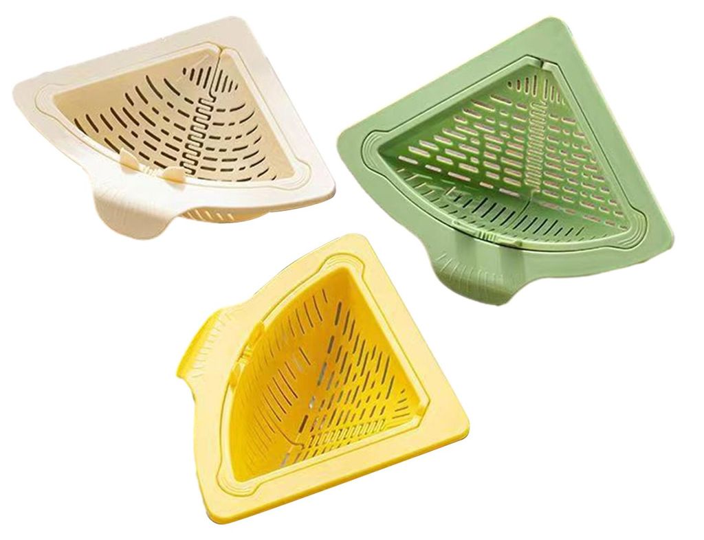 3er-Set magnetische Dreieck-Eckabflusskörbe mit drehbarem Abflusssockel, Küchenspülen-Abflusskörbe für Speisereste und Gemüsespülung