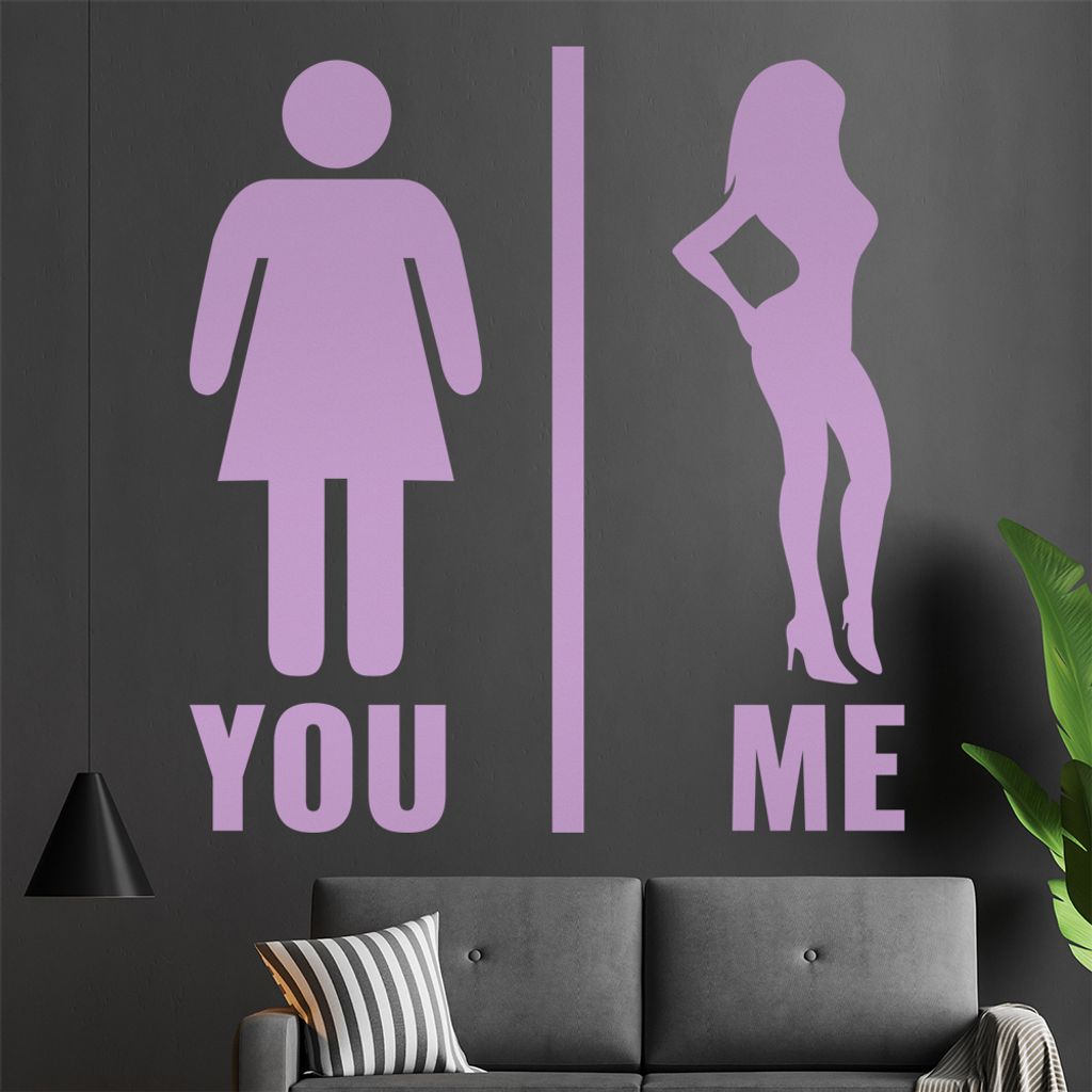 KIWISTAR You and Me - Du und Ich Body Wandtattoo in 6 Größen - Wandaufkleber Wall Sticker - Dekoration, Küche, Wohnzimmer, Schlafzimmer, Badezimmer
