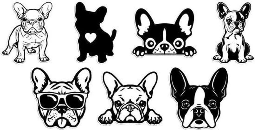 Décoration voiture Bouledogue Français : autocollants noirs de sécurité