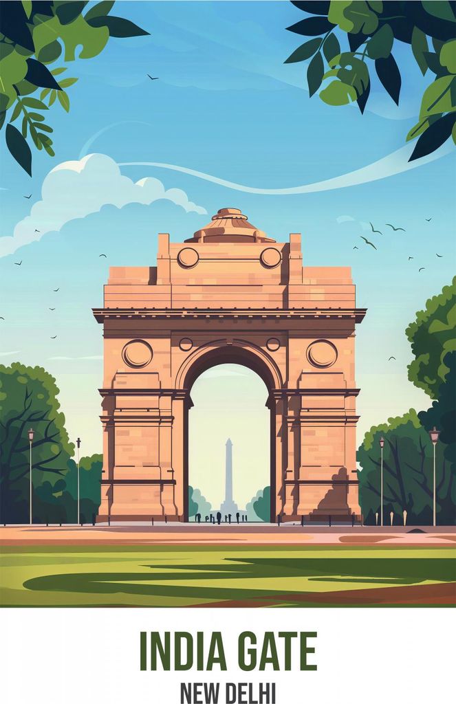 Plakat 64x90cm India Gate, Neu-Delhi