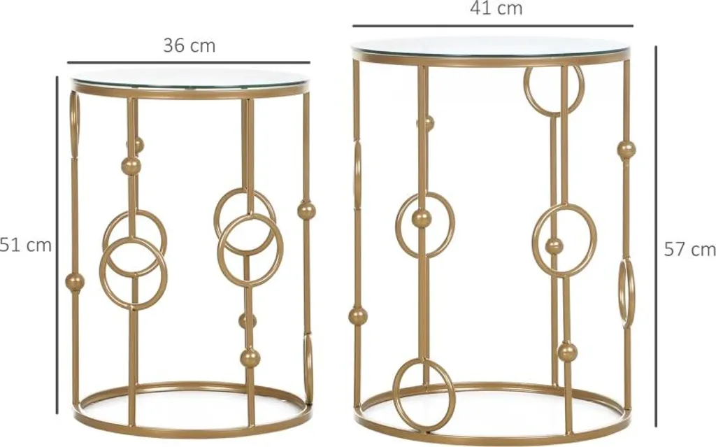 Set de 2 guéridons décoratifs dorés pour aménager un coin lecture