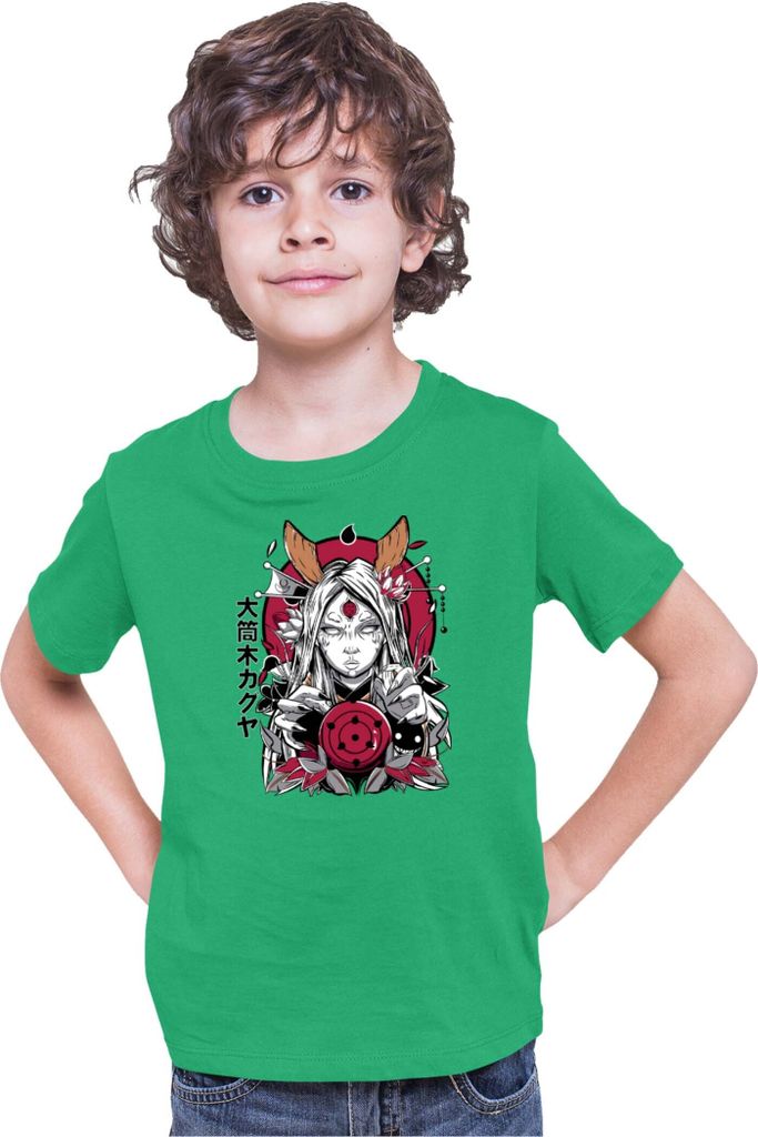 Kinder T-Shirt Japan Anime Manga Naruto Kaguya Otsutsuki, 9-11 Jahr - 140 / Grün