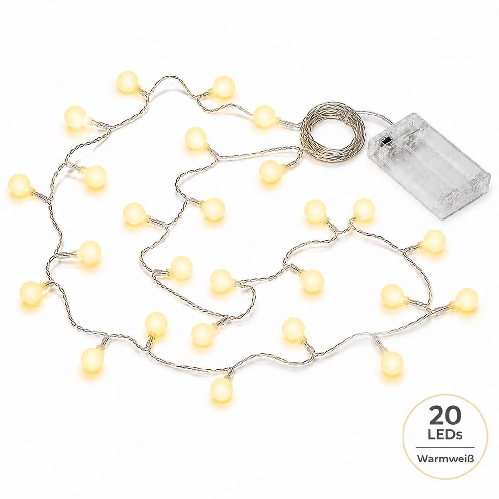 Guirlande lumineuse LED blanc chaud 6 m – 40 boules, à Image du produit 